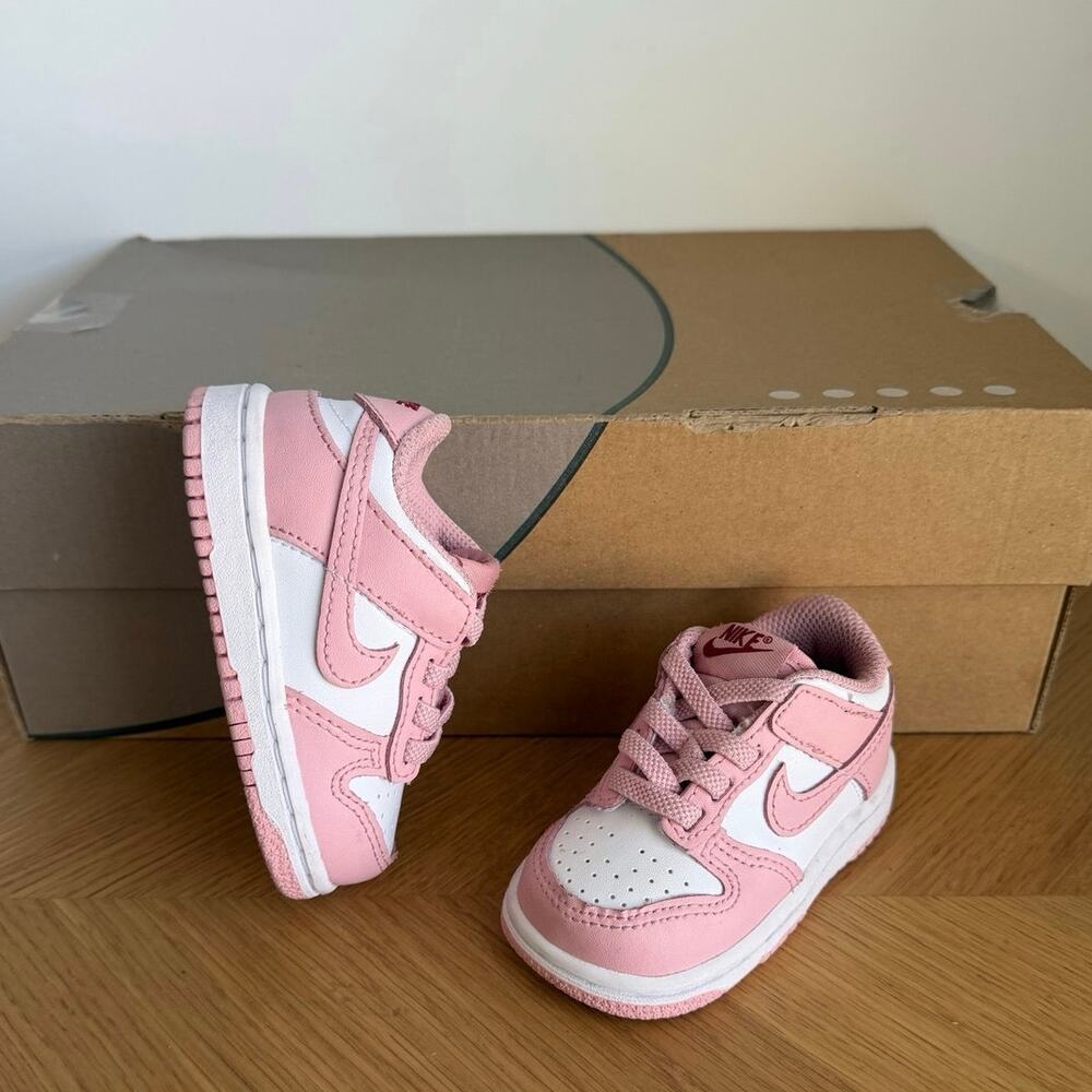 Nike Dunk Low “White/Pink Pomegrante” Toddler Sneakers- 4 C